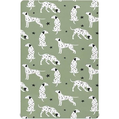 Baby Crib Sheets Cute Dalmatian Dog Crib Sheets for Boys Girls,Neutral Bassinet Toddler Bed Play Sheets Breathable Soft and Portable 52 * 28 * 9in