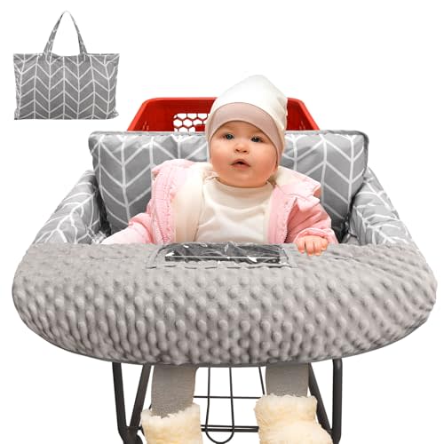 Pozico Minky Dot Shopping Cart Cover for Baby - Soft and Cozy High Chair Cover, Portable and Machine Washable-Gray Arrowhead Print