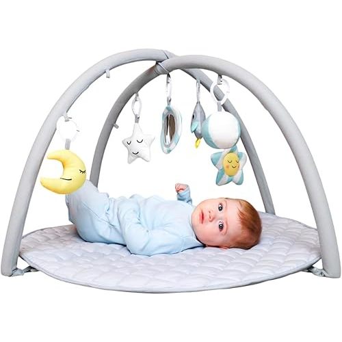 Soft & Safe Tummy Time Mat for Babies 0-18 Months – Built to Last, High-Quality Baby Play Gym Mat, Anti-Slip Baby Activity Mat with Grip Socks + 6 Detachable Toys for Sensory Development