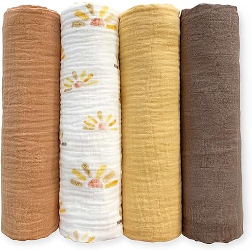 SwaddleDesigns Muslin Swaddle Blankets, 4-Pack