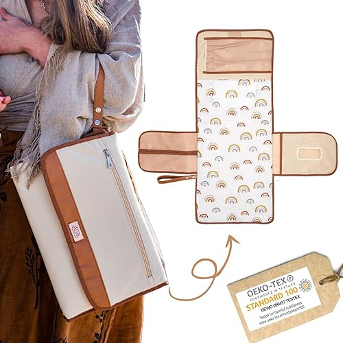 Portable Diaper Changing Pad — Non-Toxic, Oeko-TEX Certified - Designer Baby Changing Pad Portable Changing Pad for Baby, Foldable, Waterproof, Wipeable, Smart Travel Changing Pad (Standard)
