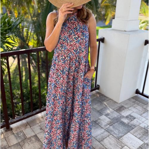 Tie Back Bow Nursing Dress - Berry Garden