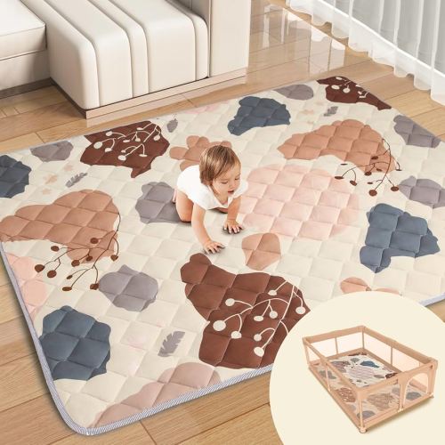 Baby Play Mat for Floor 71'' x 59'' Baby Crawling Mat Foldable Play Mat Thicken Soft Padding Playmats for Babies and Toddlers Infants Easy Care Machine Washable (Boho)