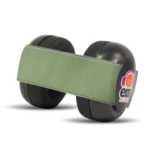 BABY Earmuffs - Sage on Black