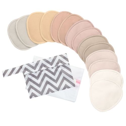 KeaBabies 14pk Contour Organic Nursing Pads, Reusable Nipple Pads for Breastfeeding, Washable Breast Pads + Wash Bag