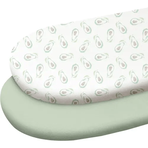 Gllquen Baby Organic Cotton Bassinet Sheets (33"x17") 2-Pack Green Avocado