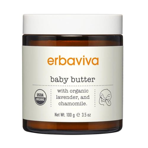 Erbaviva Organic Baby Butter, 3.5 oz - A Nourishing Butter to Moisturize and Protect Delicate Skin for your Little Ones - Made with Calming Essential Oils and Cocoa Butter