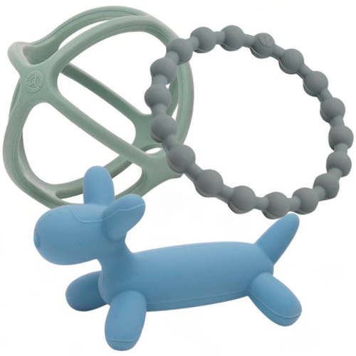 Silicone Teether Set – Dog, Ball & Ring (3 Pack)