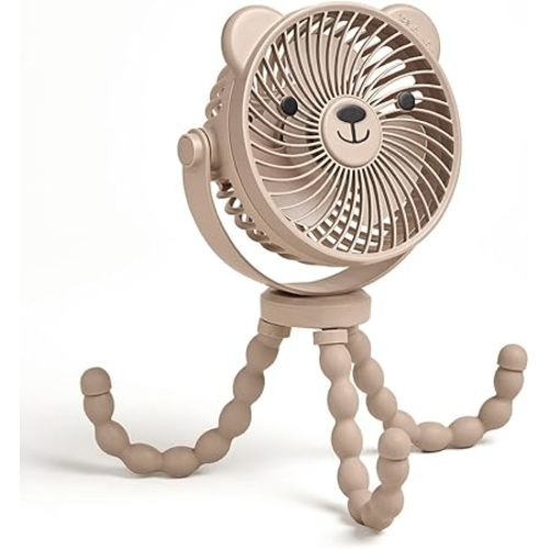 Itzy Ritzy Stroller Accessory - Features 360 Degree Swivel Design, Tilting & Flexible, Easy-Attach Wraparound Legs (Bear) - 3-Speed Stroller Fan