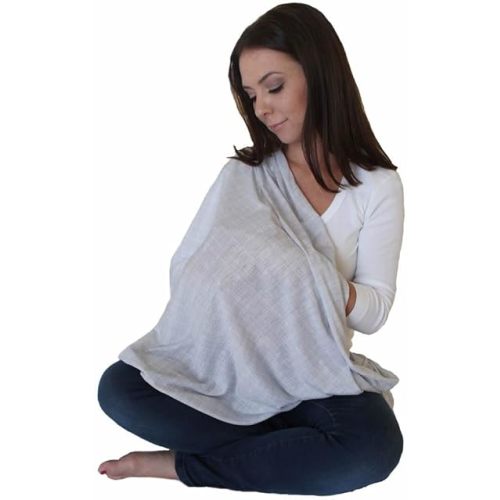 LK Baby Infinity Nursing Scarf Breastfeeding Cover Ultra Soft Premium Jersey Polyester- 100% AZO free and Safe for Baby (Light Grey Pattern)