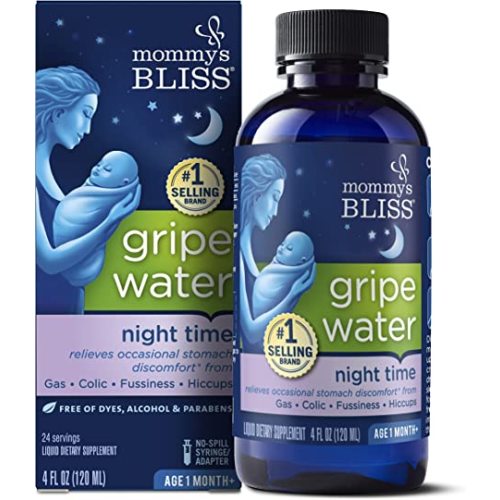 Mommy's Bliss Gripe Water Night Time, Infant Gas & Colic Relief, Gentle & Safe, 4 Weeks+, 4 FL OZ Bottle (Pack of 1)