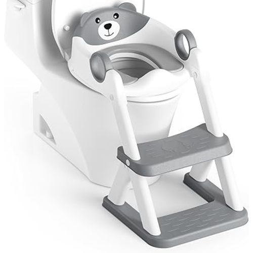 Potty Training Seat, Upgrade Toddler Toilet Seat for Kids Boys Girls, 2 in 1 Potty Training Toilet for Kids, Splash Guard Anti-Slip Pad Step Stool(Upgraded Cushion)