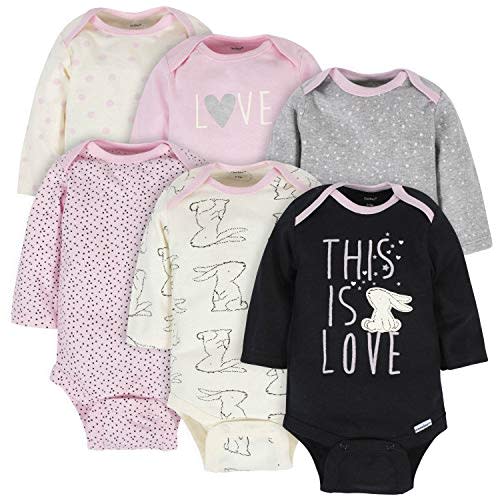 Gerber Baby Girls' 6-Pack Long-Sleeve Onesies Bodysuits
