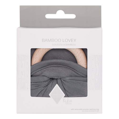 Lovey in Charcoal with Removable Wooden Teething Ring