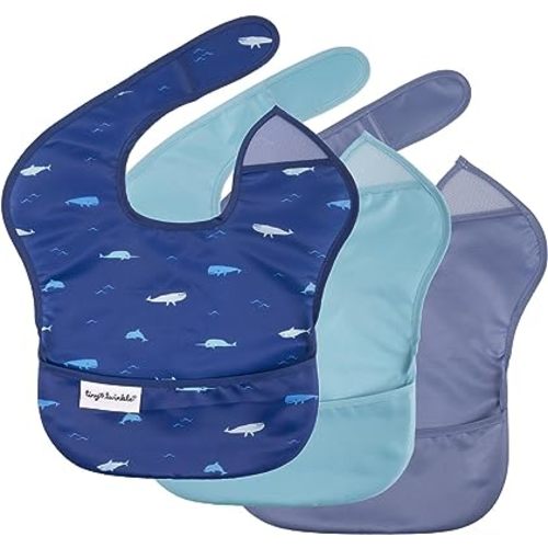 Tiny Twinkle Mess-Proof Baby Bib - Waterproof Bib for Baby Boy or Girl - PFAS, PVC, BPA, Phthalate Free - Baby Food Bibs
