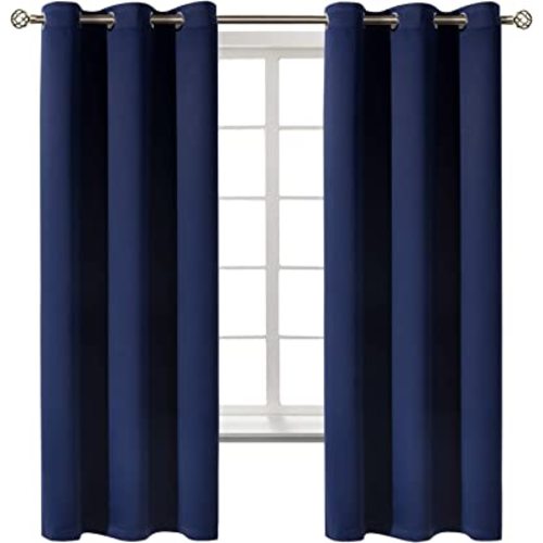 BGment Blackout Curtains for Bedroom 63 Inches Long - Navy Blue Room Darkening Thermal Insulated Sunlight Blocking Grommet Window Drapes for Kids Boys Room, Set of 2 Panels, 42 x 63 Inch
