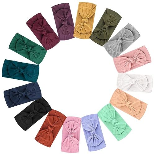 Prohouse 16PCS Baby Nylon Headbands Hairbands Hair Bow Elastics for Baby Girls Newborn Infant Kids - Purple
