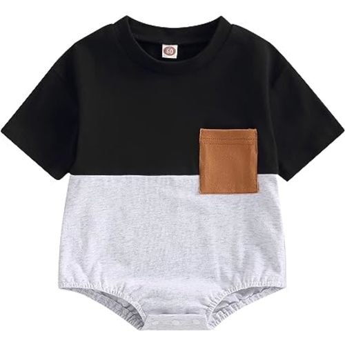 LIOMENGZI Infant Baby Boys Summer Romper Onesie Outfits Color Block Short/Long Clothes Cute Jumpsuits Casual Bodysuits