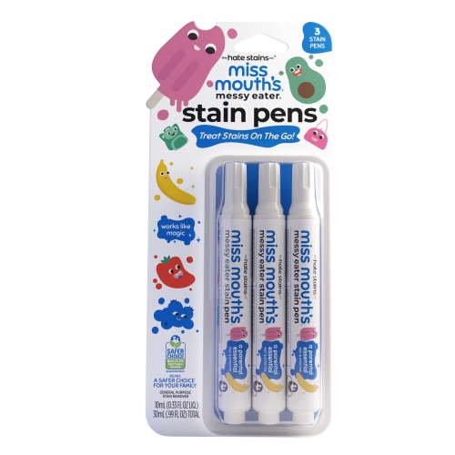 Miss Mouth's Messy Eater Stain Treater Pens for Baby & Kids, 3 Pack, Newborn & Baby Essentials, Stain Remover for Food, Grease, Coffee & More, Gentle on Laundry, Fabric & Underwear