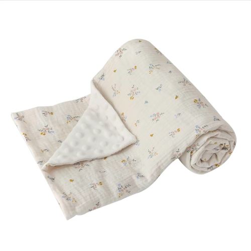 DaysU Baby Blankets for Girls with Muslin Cotton Front and Dotted Fleece Back, Silky Micro Super Soft Plush Newborn Baby Blankets Unisex, Bed Blanket Bed Throws, Floral, 30x40 inches