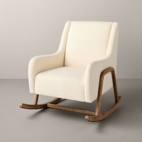 Boucle Upholstered Nursery Rocking Chair Oak/Cream - Hearth & Hand™ with Magnolia