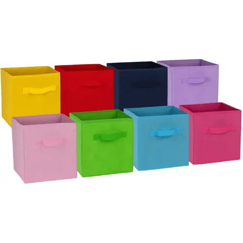 11 inch cube storage bins 8-pack, Multi Colored for Home, Kids Room, Nursery and Playroom, Closet and Toys Organization (colorful)