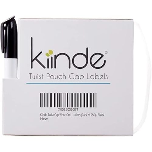 Kiinde Twist Cap Single-Use Write-On Labels for Breast Milk and Baby Food Storage Pouches (Pack of 250) - Includes Label Dispenser with Marker and Marker Holder - Blank