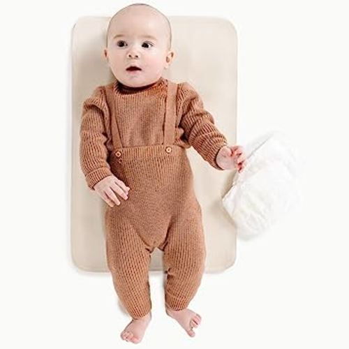 Gathre Premium Baby Changing Mat (14 x 22 inches) Foldable, Wipeable & Water Resistant Leather Bed Pad for Infant Changing Table | Portable Diaper Changing Station for Home & Travel Use (Ivory)