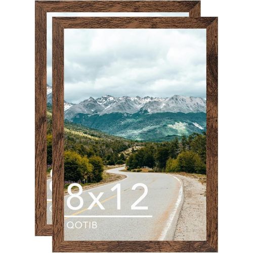 8x12 Picture Frame Deep Brown for Wall Hanging, Wood 8 x 12 Frame Photo Frame for Wall Horizontally or Vertically, Deep Brown, 2 Pack