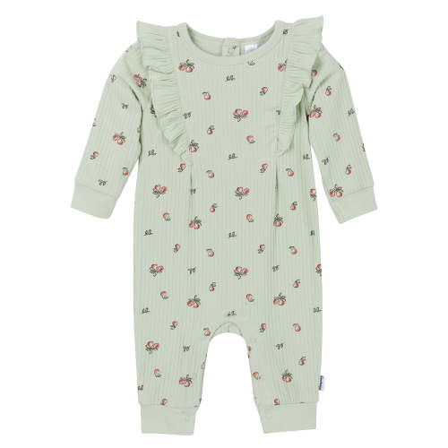 Gerber Baby Girl Long Sleeve Romper with Ruffles, Size 12 Months