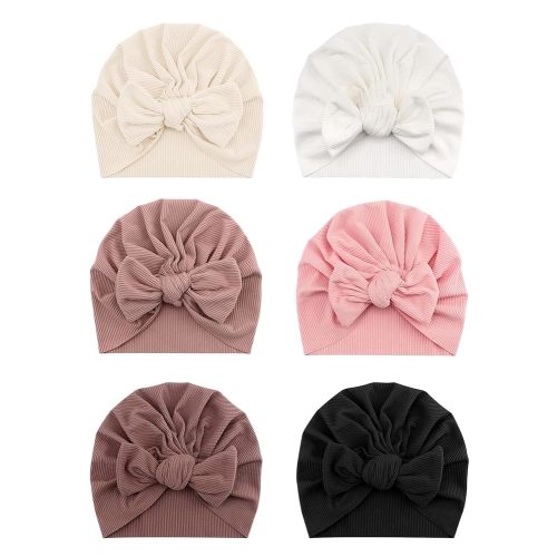 6 PCS Stretchy Baby Turban Hats, Baby Hat with Bows for Girls, Baby Boys Caps, Toddler, Newborn, Infant Hat Unisex