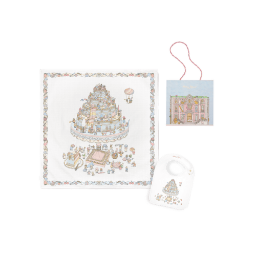 Carré & Satin Bib Set - Le Gâteau (Cake!)