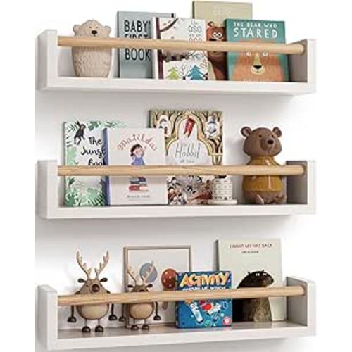 G&W Gruwald Nursery Book Shelves, Set of 3, Wall Bookshelf, Book Shelf for Kids Rooms, Wall Book Shelves for Bedroom Kids, Floating Shelf, Nursery Decor