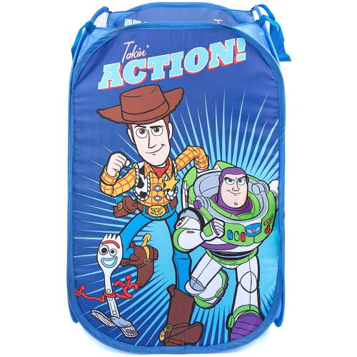 Jay Franco Disney Pixar Toy Story Blue Pop Up Hamper, Collapsible Mesh Laundry Basket with Durable Handles