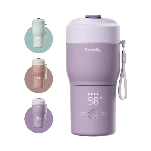 Papablic Portable Bottle Warmer for Travel – Fast Heating, Built-in Sterilizer, 30W Fast Charge, 5-Temp Control, Easy-Clean Wide Mouth, Baby Milk Warmer for Breastmilk & Formula