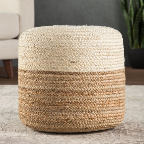 Mistana™ Teen Fabian 18" Wide Round 100% Braided Jute Ombre Pouf Ottoman/Foot Stool by Jaipur Living & Reviews | Wayfair