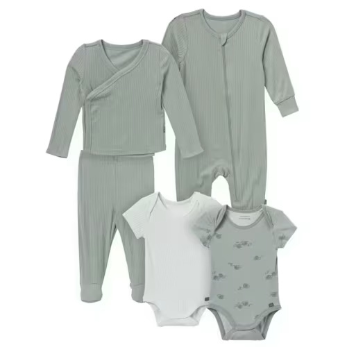 Modern Moments by Gerber Baby Super Soft 5-Piece Gift Set, Teal Snails/0-3m