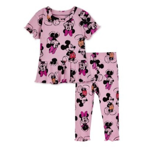 Character Baby Girls Rib Short Sleeve Top & Leggings Set, 2-Pice, Sizes 0/3 Months-24 Months