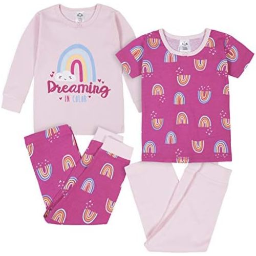 Gerber Baby Girls' Toddler Snug Fit 4-Piece Pajama Set