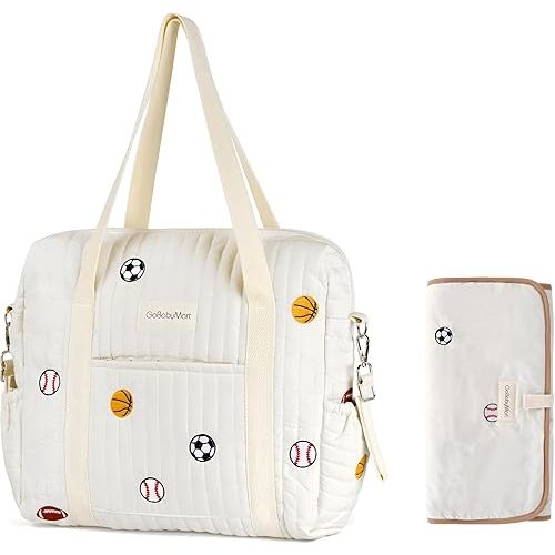 Mid-size Diaper Bag Tote, Maternity Travel diaper tote, Multifunction baby bag, Baby Nappy Bags, Messenger bag (Medium - Sport Balls)