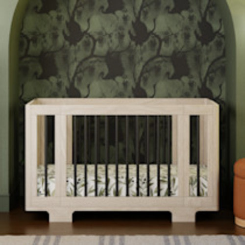 babyletto Yuzu 8-in-1 Convertible Crib with All-Stages Conversion Kits - Washed Natural / Black