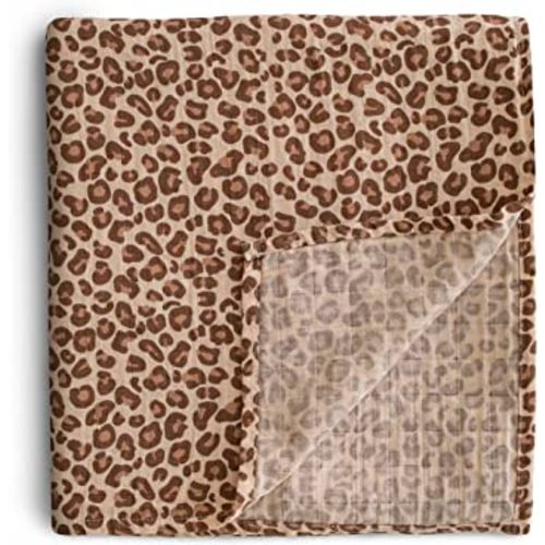 mushie Muslin Baby Swaddle Blanket | 100% Organic Cotton (Leopard)
