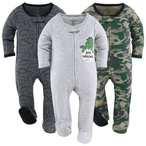 The Peanutshell Footed Baby Sleepers For Boys, Dino Camo, 3-pack, Newborn
