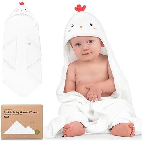 KeaBabies Hooded Baby Towel for Newborn - Viscose Derived from Bamboo Large Baby Bath Towels with Hood for Boys, Girls, Toddler, Extra Absorbent & Soft Newborn Bath Essentials (Rooster)