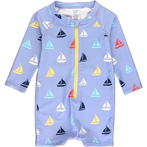 Amazon.com: RUGGEDBUTTS Baby/Toddler Boy Swimsuit, One Piece Zipper Rash Guard Sunsuit with UPF 50+ Sun Protection - Neon Flamingo Stripe, 12-18m: Clothing, Shoes & Jewelry