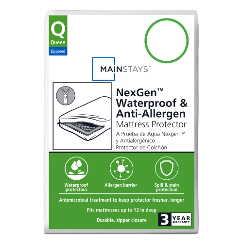 Mainstays NexGen Waterproof Anti-Allergen Zippered Mattress Protector, Queen