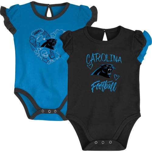 Newborn & Infant Carolina Panthers Black/Blue Too Much Love Two-Piece Bodysuit Set 0-3M
