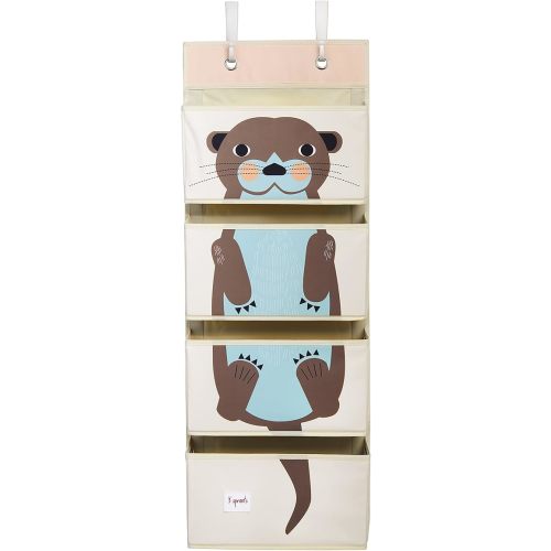 3 Sprouts Over The Door Baby Organizer - Essential Newborn Nursery Storage, Toy Organizer for Room and Closet - Bedroom Storage - Hooks Included, Otter
