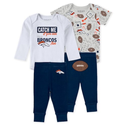 Infant & Newborn WEAR by Erin Andrews Denver Broncos Three-Piece Turn Me Around Bodysuits & Pant Set