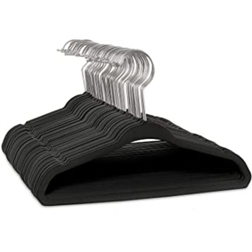 Casafield 50 Velvet Baby Hangers - 11" Size for Infant & Toddler Clothes - Black